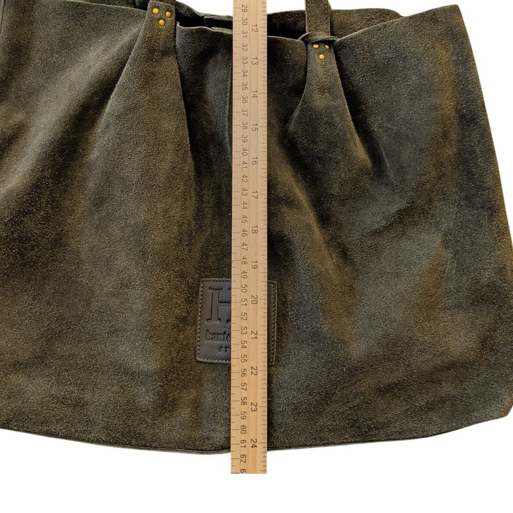 Haute Hippie Suede Hobo Olive Green Slouchy Boho Shoulder Bag With Pouch - Picture 2 of 12